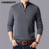 COODRONY Brand Sweater Men 100% Merino Wool Pullover Men Thick Warm Winter Zipper Turtleneck Sweaters Cashmere Pull Homme 93029