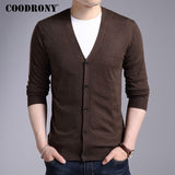 COODRONY Cardigan Men 2020 Autumn Winter Soft Warm Cashmere Wool Sweater Men Pure Color Classic Casual V-Neck Cardigans Top 7402