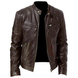 Autumn Winter  Leather Jackets Men Autumn Solid Stand Collar Fashion куртка мужская Men Jacket