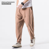 MrGoldenBowl Store Size Plus 5XL Cotton Linen Harem Pants Men Belt Jogger Pants Male Trousers Chinese Traditional Cloths