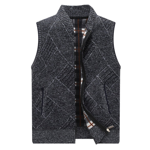 New Men's Sweater Vest Fashion Hip Hop Harajuku Sleeveless Sweaters Vest Men Casual Mandarin Collar Streetwear Sweater Vest Mens